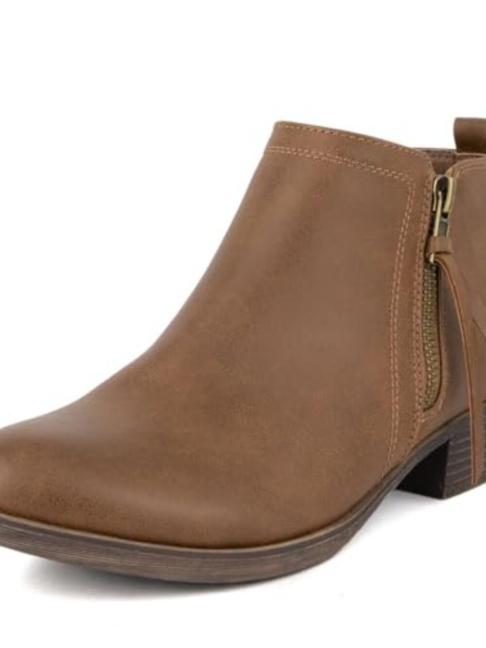 Women's Tina Ankle Bootie Faux Leather Low Heel Pull Tab